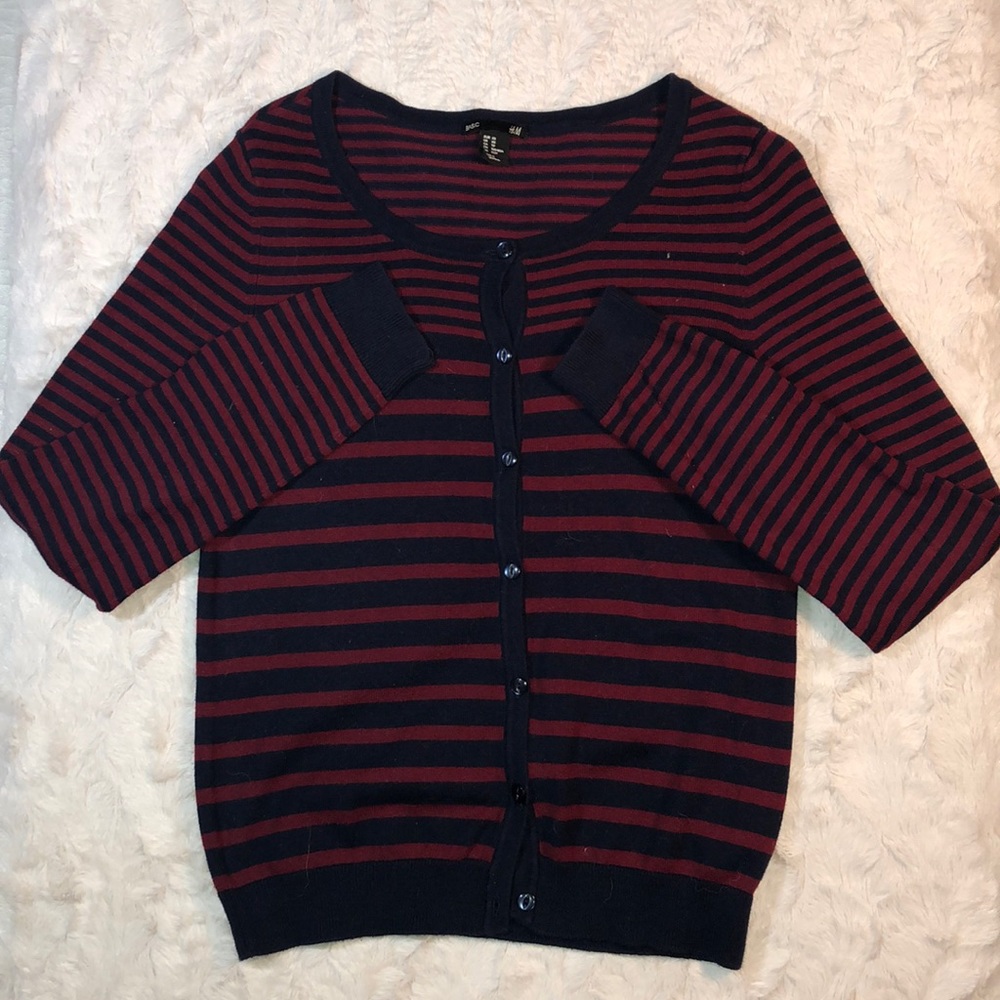 H&M Red and Blue Striped cardigan